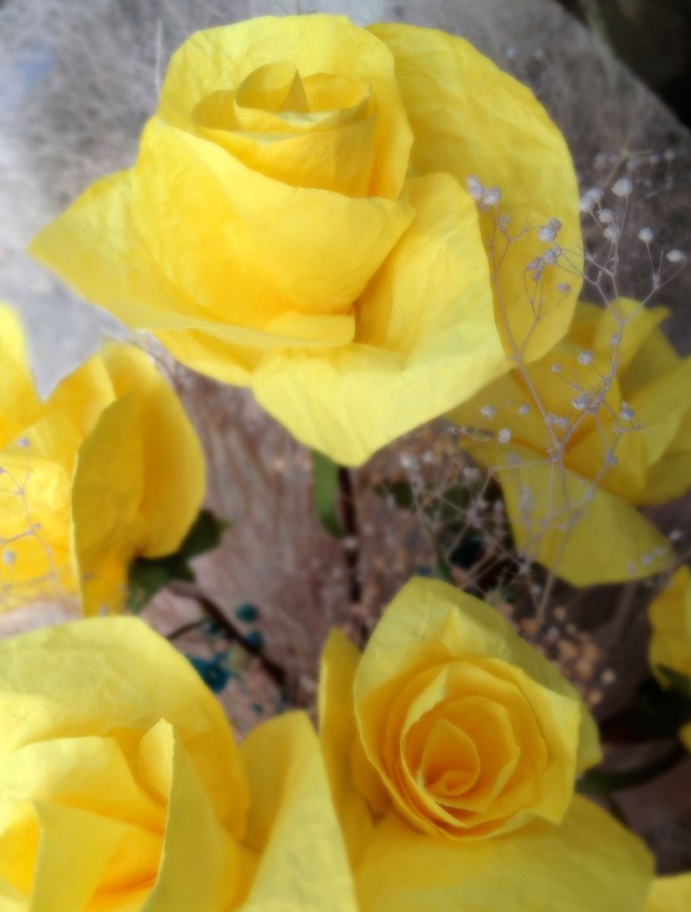 Close-up of Kotohata-San's handmade paper roses.